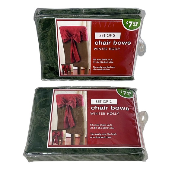 Bed Bath Beyond Other - Christmas Bed Bath & Beyond Green Holiday Chair Bows 2 Packs 4‎ Bows Decor